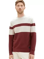 Swetry męskie - TOM TAILOR sweter męski, 33759 - czerwona struktura Alfalfa, XL - miniaturka - grafika 1