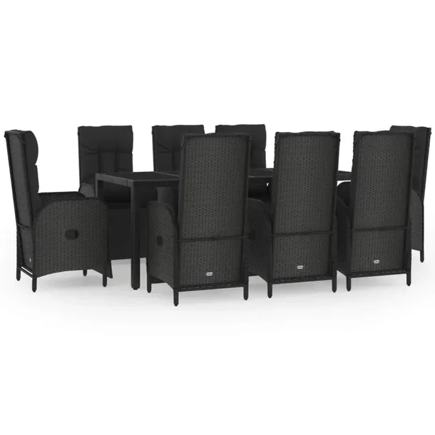 Zestaw mebli ogrodowych czarny, rattan PE, stół 190x90x75 cm, krzesła 57