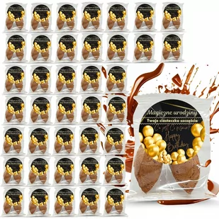 40x CIASTECZKO Z WRÓŻBĄ MAGICZNE URODZINY DLA GOŚCI CZEKOLADOWE + naklejka - Desery dla dzieci - miniaturka - grafika 1