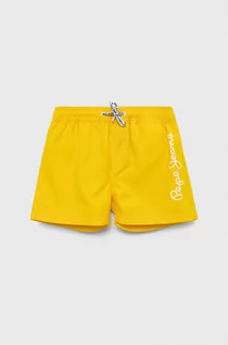 Spodnie i spodenki dla chłopców - Pepe Jeans szorty kąpielowe dziecięce kolor żółty z nadrukiem - grafika 1
