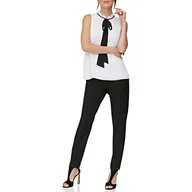 Bluzki damskie - DKNY Damska bluzka bez rękawów, Pleated Top with Tie Neck, biały/czarny, M - miniaturka - grafika 1