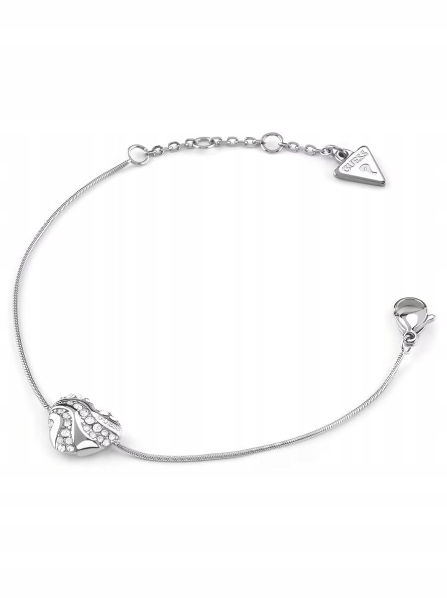Guess In My Heart srebrna bransoletka damska serce kryształki JUBB04502JW