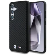 Etui i futerały do telefonów - Etui BMW Leather Carbon MagSafe do Samsung Galaxy S25+ Czarny - miniaturka - grafika 1