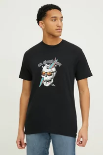 Koszulki męskie - Quiksilver t-shirt bawełniany męski kolor czarny z nadrukiem - grafika 1