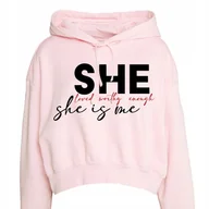 Zestawy upominkowe - RÓŻOWA BLUZA Damska LOVED WORTHY ENOUGH Girl Power Różne Wz Rozmiar 158 cm - miniaturka - grafika 1
