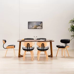 Lumarko Krzesła do jadalni, 6 szt., czarne, gięte drewno i ekoskóra - Krzesła - miniaturka - grafika 1