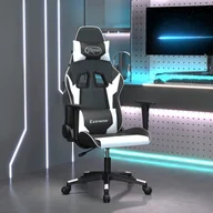 Fotele gamingowe - vidaXL Fotel gamingowy, czarno-biały, sztuczna skóra - miniaturka - grafika 1