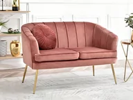 Sofy i kanapy - ELEGANCKA SOFA NIEROZKŁADANA W STYLU GLAMOUR ESTEL PUDROWY RÓŻ - ZŁOTY - miniaturka - grafika 1