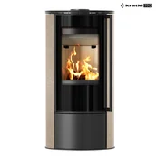 Piece wolnostojące - Piec stalowy ERIK fi 150 5,5 kW ozdobna ceramika akumulacyjna GOLD SATIN - miniaturka - grafika 1