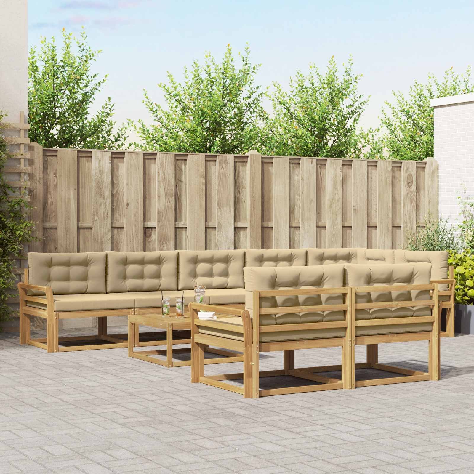 vidaXL Zestaw sof na zewnątrz 9 pcs Biały i Beżowy 79 x 79 x 37 cm