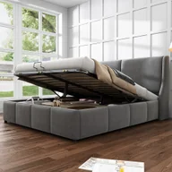 Łóżka - Flieks Łóżko tapicerowane 140x200 cm Łóżko podwójne z rusztem i schowkiem, łóżko hydrauliczne Boxspring Funkcjonalne łóżko Schowek Łóżko Velvet bez materaca - miniaturka - grafika 1