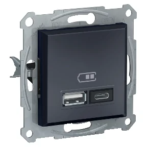 Schneider USB A+C Asfora z ramką - antracyt - Gniazdka elektryczne - miniaturka - grafika 1