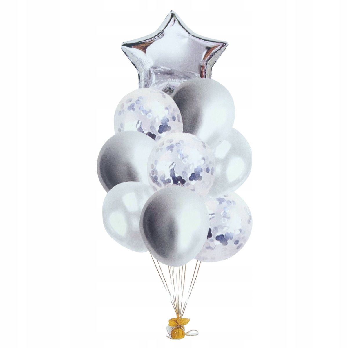 BALONY LATEKSOWE FOLIOWE GWIAZDA SREBRNE URODZINY IMPREZA WESELE OZDOBA 9SZ