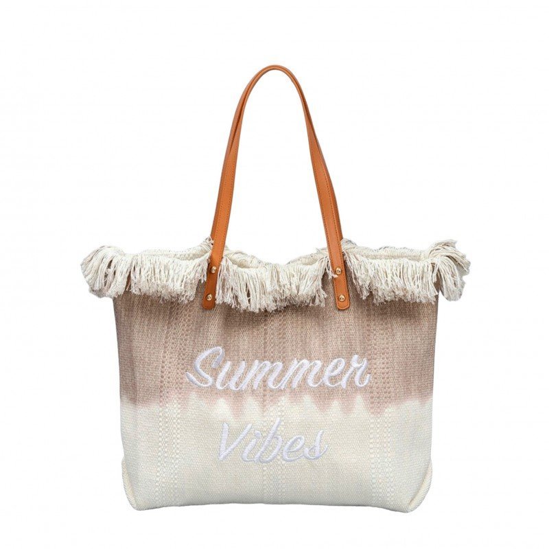 Torba Plażowa Boho Z Frędzlami Brązowa Ombre Tp14Br