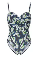 Stroje kąpielowe - Fashy Damski kostium kąpielowy ze wzorem z materiału pochodzącego z recyklingu, szary/zielony/biały - miniaturka - grafika 1