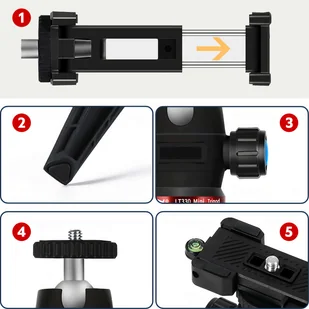 Uchwyt na telefon Alogy Mini Tripod Trójnóg Liginn do robienia zdjęć do telefonu kamery GoPro lampy ring 1/4 Czarny - Statywy fotograficzne - miniaturka - grafika 5