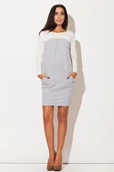 Sukienki - Szara Sukienka w Stylu Lat 60-tych - miniaturka - grafika 1