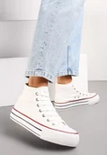 Trampki damskie - Białe Sznurowane Trampki z Cholewką za Kostkę Raniea - Renee - miniaturka - grafika 1