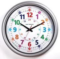 Zabawki interaktywne dla dzieci - Zegar edukacyjny gigant srebrny 50cm - miniaturka - grafika 1