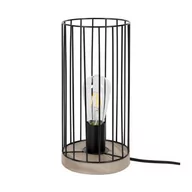 Lampy stojące - Britop Stojąca  druciana TIMEO 796049157 stołowa LAMPA metalowa klatka drewno czarny 796049157 - miniaturka - grafika 1