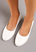 Baleriny - Białe Wsuwane Balerinki z Ekoskóry na Płaskiej Podeszwie Imenna - miniaturka - grafika 1