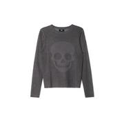 Swetry damskie - Cropp - Szara dzianinowa bluzka z czaszką - Szary - miniaturka - grafika 1