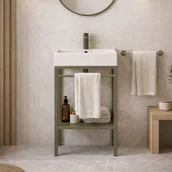 Umywalki - Massi Zestaw umywalka z konglomeratu NAVI 60 x 45 cm + stojąca konsola NAVI Step Różne kolory Różne rozmiary - miniaturka - grafika 1