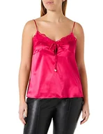 Koszulki i topy damskie - PINKO Damski top satynowy stretch podkoszulek, P46_różowy czerwony, 38 cm, P46_różowy czerwony, 38 - miniaturka - grafika 1