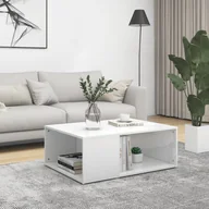 Ławy i stoliki kawowe - vidaXL vidaXL Stolik kawowy, biały, wysoki połysk, 90x67x33 cm, płyta wiórowa - miniaturka - grafika 1