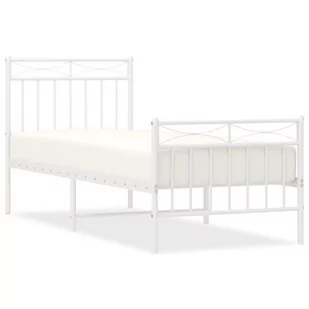 Metalowa rama łóżka z wezgłowiem i zanóżkiem, biała, 80x200 cm Lumarko! - Łóżka - miniaturka - grafika 3