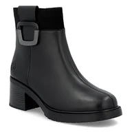 Botki damskie - Botki damskie ocieplane czarne Rieker Y5253 zimowe skórzane na obcasie-37 - miniaturka - grafika 1