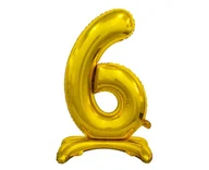 Balony i akcesoria - Godan Balon foliowy cyfra 6 złota - 74 cm BC-ASZ6 - miniaturka - grafika 1