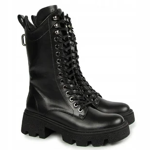 Czarne botki trzewiki workery Carinii B9171_-E50 skóra modne r.40 - Botki damskie - miniaturka - grafika 1