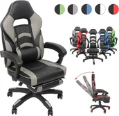 Fotele gamingowe - Mucola fotel gamingowy z podnóżkiem fotel biurowy fotel biurowy z regulacją wysokości fotel gabinetowy fotel kubełkowy fotel obrotowy - czarny / niebieski - miniaturka - grafika 1