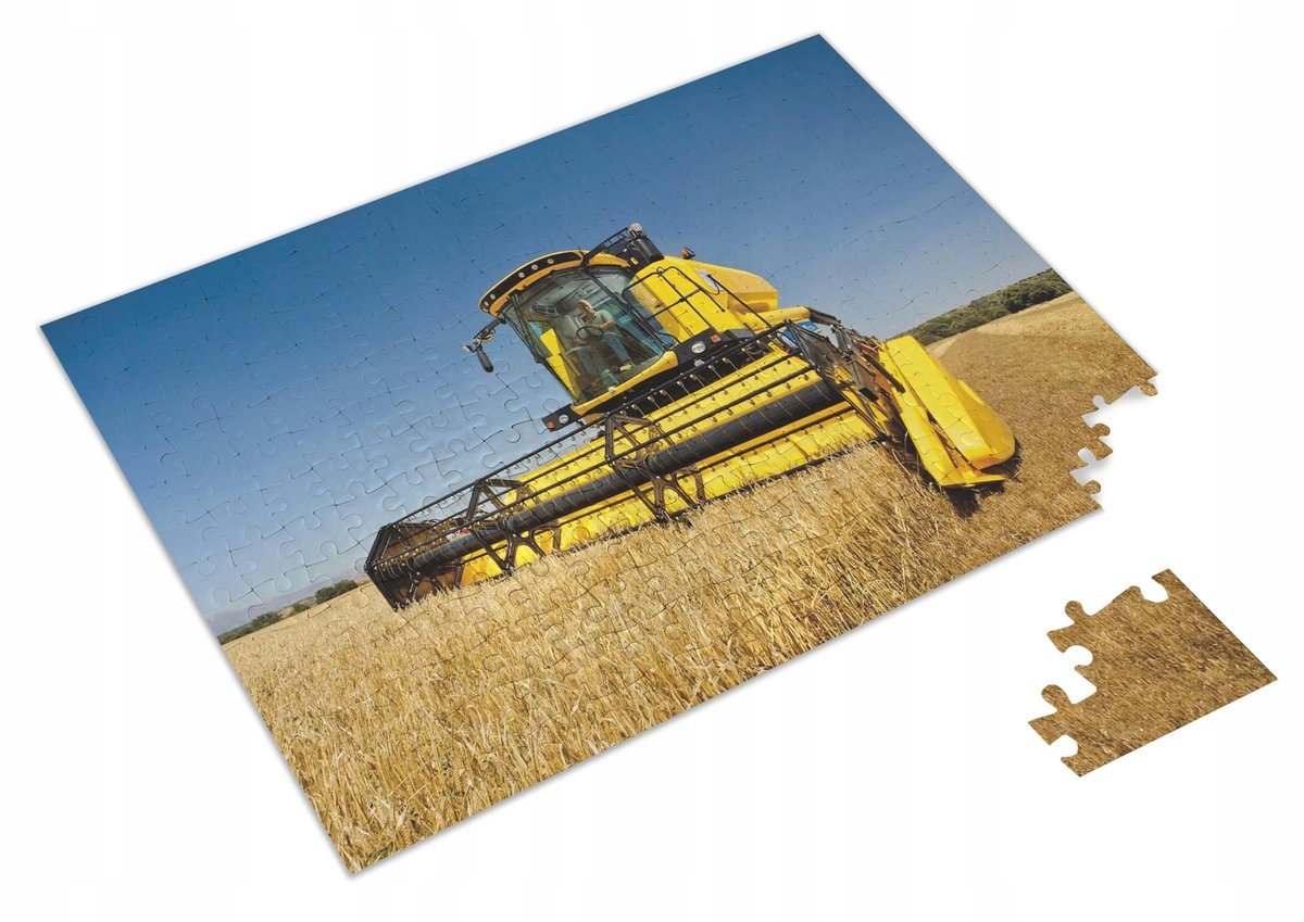 Puzzle Żółty Kombajn New Holland + Imię pudełko A3 252 el.