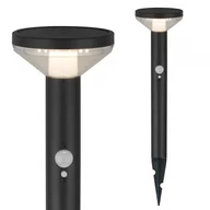 Lampy ogrodowe - Maclean Solarna lampa LED z czujnikiem czarna, IP44, 3 tryby świecenia, bateria Li-ion 18650 3,7V 1200 mAh, wbijana, MCE465 B - miniaturka - grafika 1