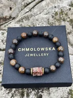 Bransolety męskie - Bransoletka męska Bronzyt i Agat Unikat - Pakamera - miniaturka - grafika 1