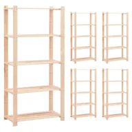 Szafy i regały magazynowe - Regały z 5 półkami, 5 szt., 80x38x170 cm, sosna, 250 kg - miniaturka - grafika 1