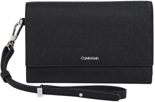 Calvin Klein Damski portfel CK MUST XL TRIFOLD W/WRISTEL_MN potrójnie składany, czarny mono, rozmiar 0ne, Czarny, pojedynczy, 0ne Size