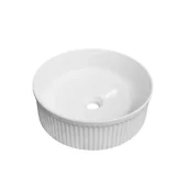 Umywalki - Umywalka ryflowana GLORIA biała - miniaturka - grafika 1