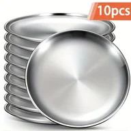 Inne - TEMU 10 szt. Stalowe Talerze do Sałatek, Podstawka na Przystawki, Taca Kuchenna, Talerz Kempingowy, Naczynie do Restauracji i Grillowania, 20 cm, - miniaturka - grafika 1