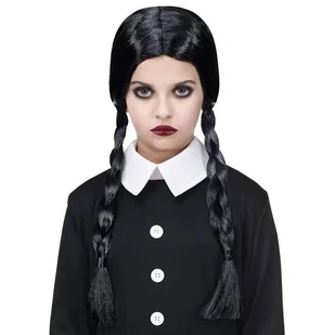 Peruka Czarne Warkocze Wednesday - Dodatki do strojów karnawałowych - miniaturka - grafika 1