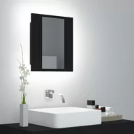 Szafki łazienkowe - vidaXL Szafka górna z lustrem i LED 40cm czarna 804949 - miniaturka - grafika 1