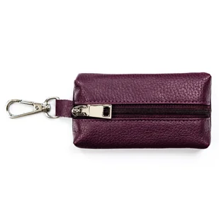 Klasyczne etui na klucze skórzane na suwak fioletowe mały portfelik kółeczko na łańcuszku karabińczyk - Etui na klucze - miniaturka - grafika 1