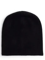 Czapki damskie - Marie Lund Damska czapka z czystego kaszmiru Kobiety Kaszmir czarny jednolity, ONE SIZE - miniaturka - grafika 1