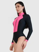 Stroje kąpielowe - 4F Kostium kąpielowy z długim rękawem damski 4FWSS25USWSF085-55N Fioletowy Roz. L - miniaturka - grafika 1