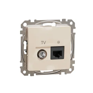 Schneider Gniazdo TV + RJ45 (kat.6 UTP) SEDNA Design & Elements beżowy - Gniazdka elektryczne - miniaturka - grafika 1