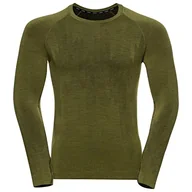 Koszulki męskie - Odlo Męski Kinship ciepły L/S Base Layer Top, awokado melange, M - miniaturka - grafika 1