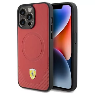 Ferrari FEHMP15LPTER iPhone 15 Pro 6.1" czerwony/red hardcase Carbon Metal Logo MagSafe - Etui i futerały do telefonów - miniaturka - grafika 1