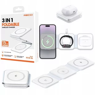 SKŁADANA ŁADOWARKA BEZPRZEWODOWA DO IPHONE / WATCH / AIRPODS 15W RECCI - Ładowarki do telefonów SKŁADANA ŁADOWARKA BEZPRZEWODOWA DO IPHONE / WATCH / AIRPODS 15W RECCI - Ładowarki do telefonów - miniaturka - grafika 1